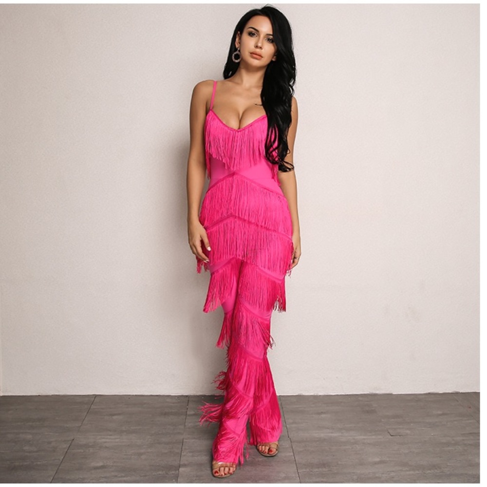 NEW! Pink Fringe Jumpsuit